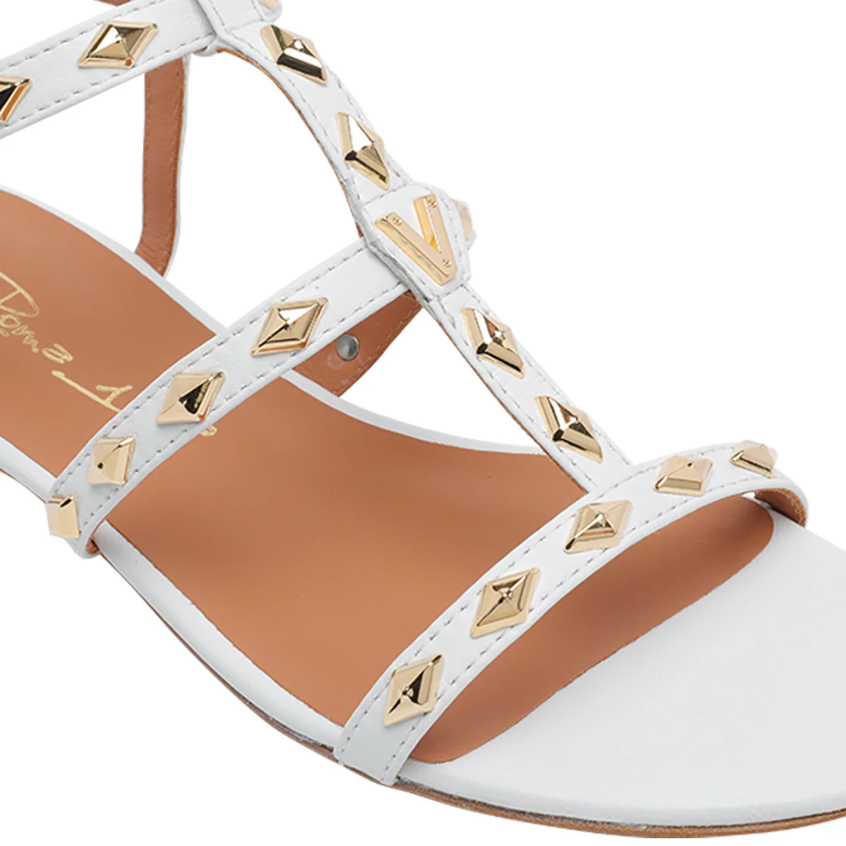 Via Roma 15 Sandals White Calf Leather/leather Sole