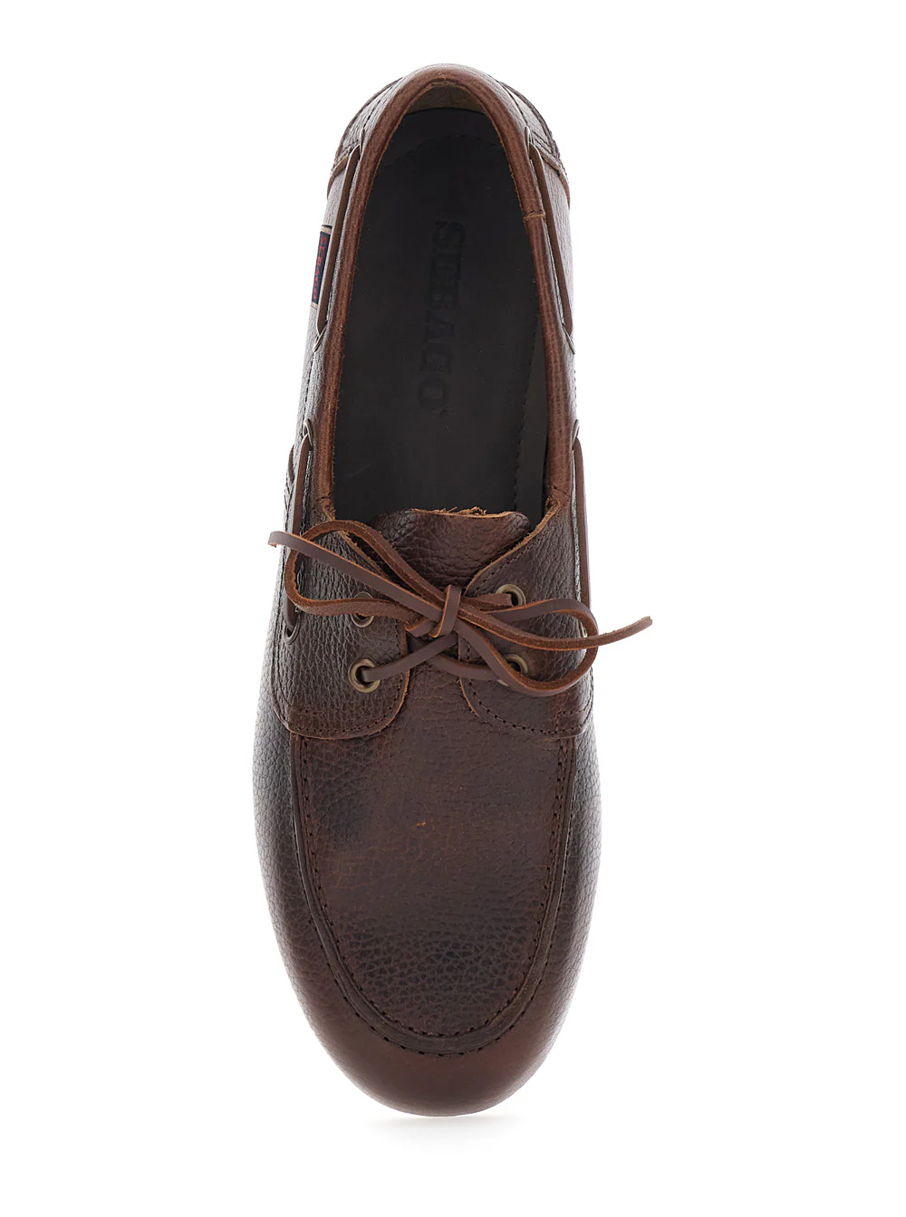 Sebago Loafers Hammered Leather Brown With Rounded Toe For Men