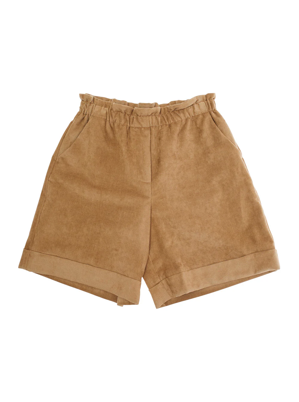 Moncler Kids Beige Bermuda Pants with Elastic Waist and Logo Patch on the Rear in Viscose Blend Girl Polyester Shorts