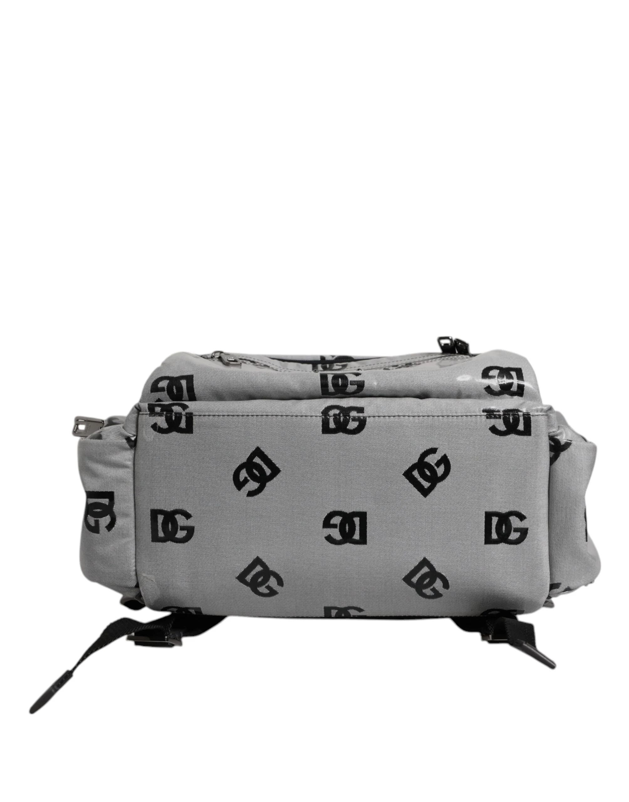 Dolce & Gabbana Polyester Gray Black Dg Logo Plaque Backpack Bag