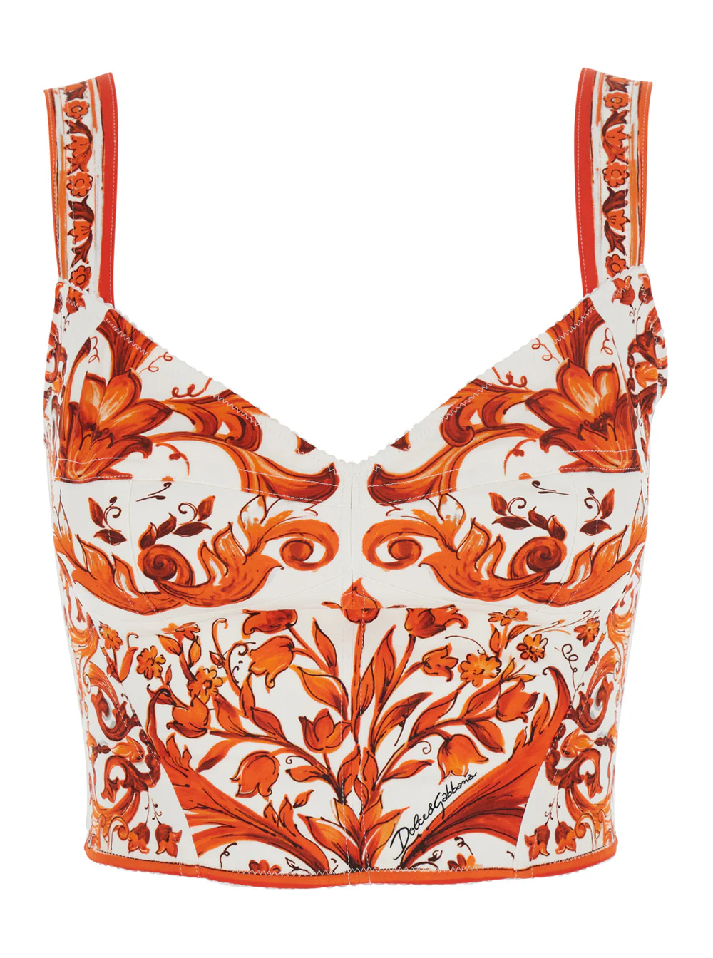 Dolce & Gabbana Maiolica Top Orange Tops