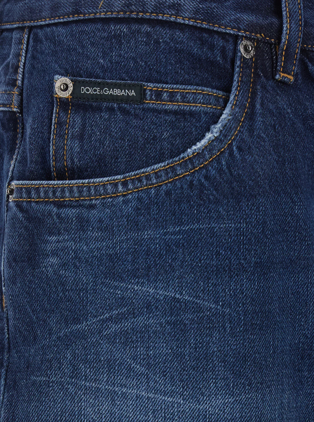 Dolce & Gabbana Blue Jeans with Belt Loops and Logo Patch on the Back for Men Blu Cotton