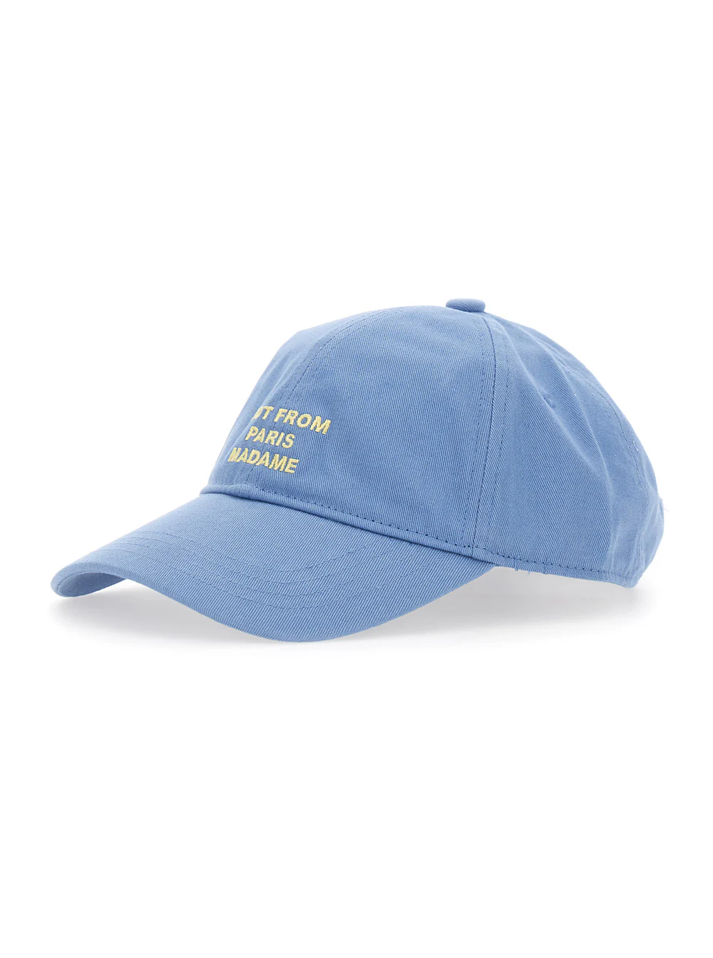 DrôLe De Monsieur Blue Slogan Cap with Logo Detail on the Front in Cotton for Women Light Hats And Gloves