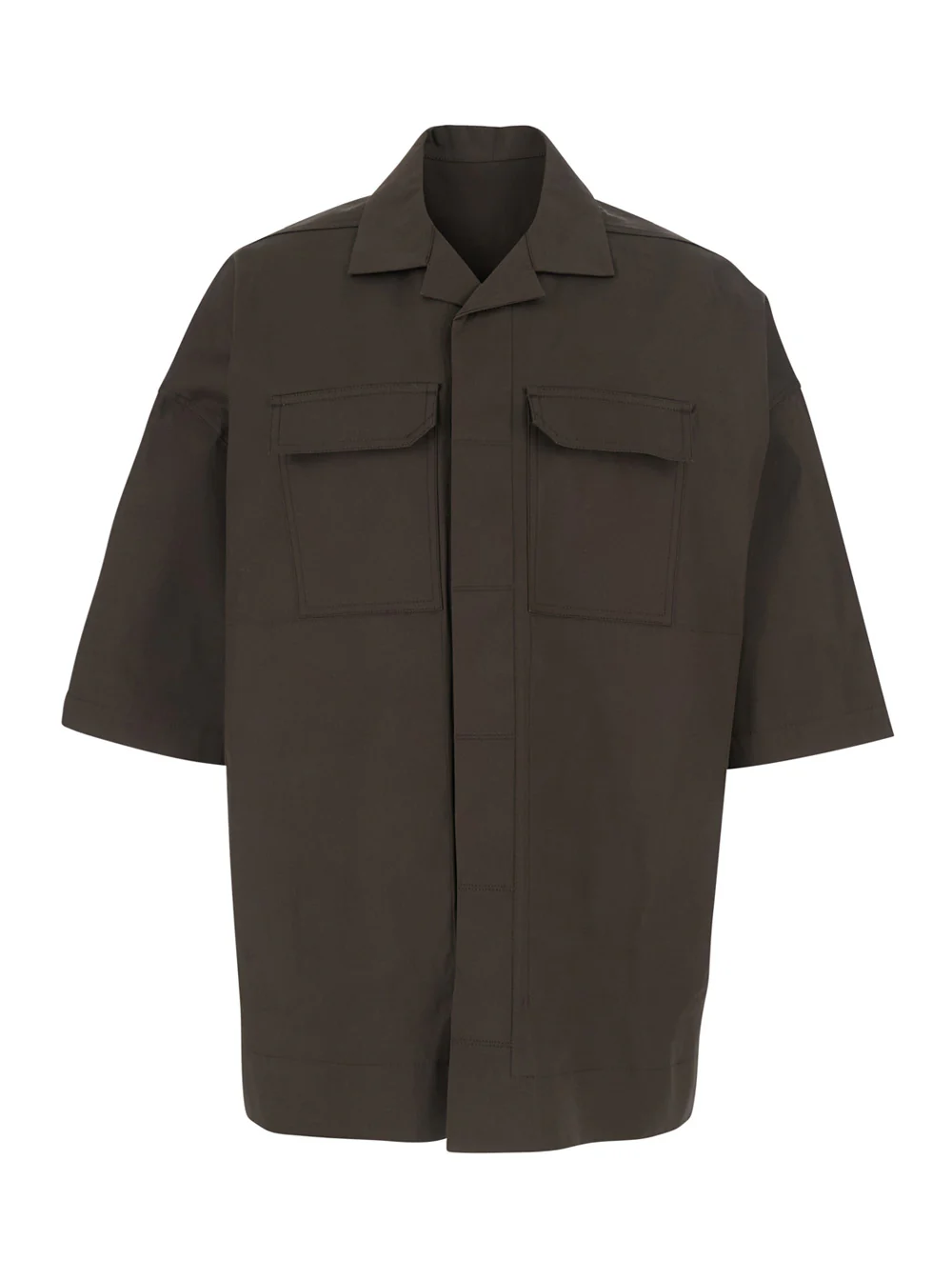 Rick Owens Magnum Bowling Shirt with Cuban Collar and Wide Short Sleeves in Brown for Men Cotton Elastane Blouses