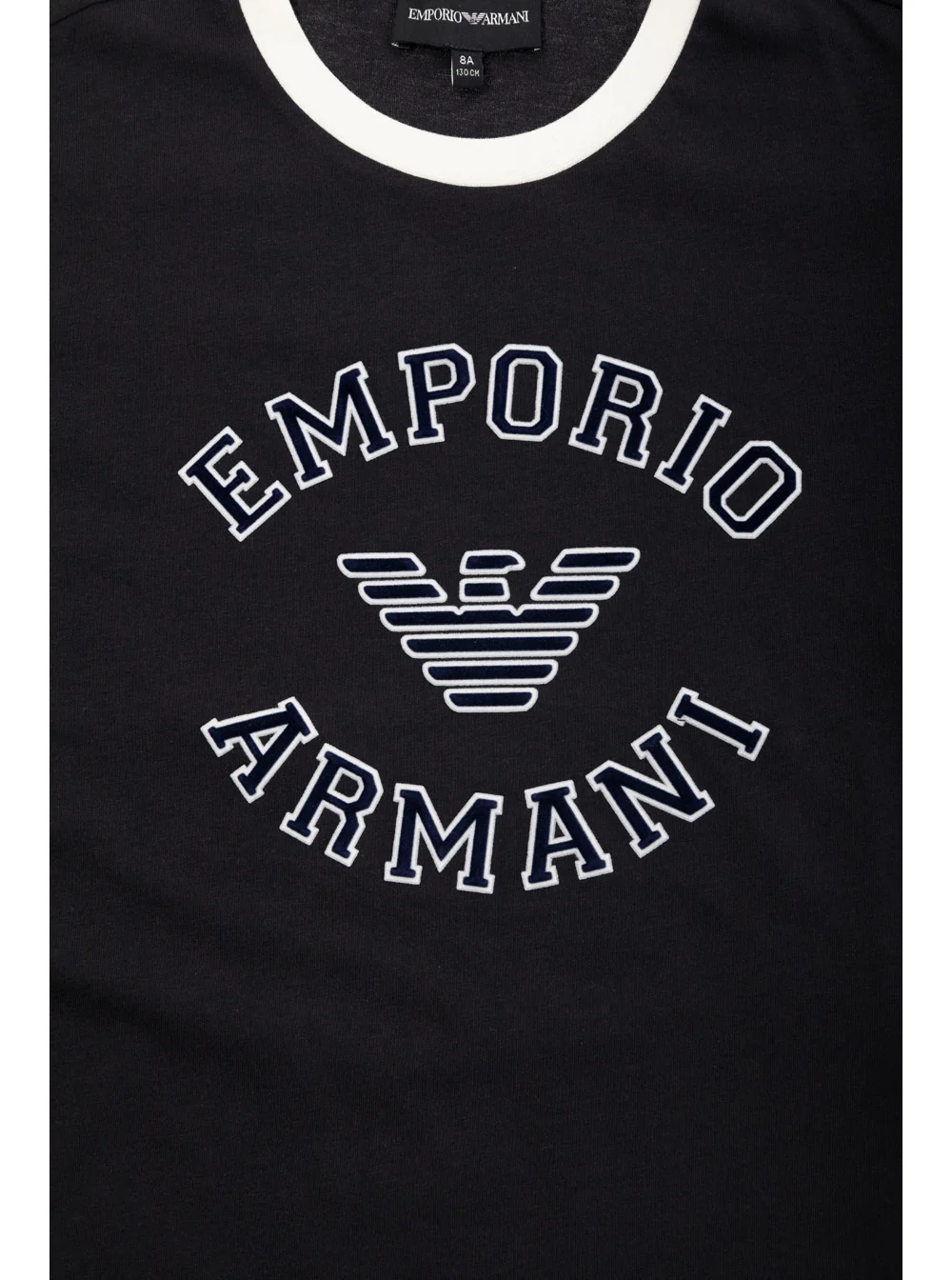 Emporio Armani Kids Black T-Shirt With Contrasting Logo Lettering Print Cotton Boy Blu Tshirts And Polo Shirts