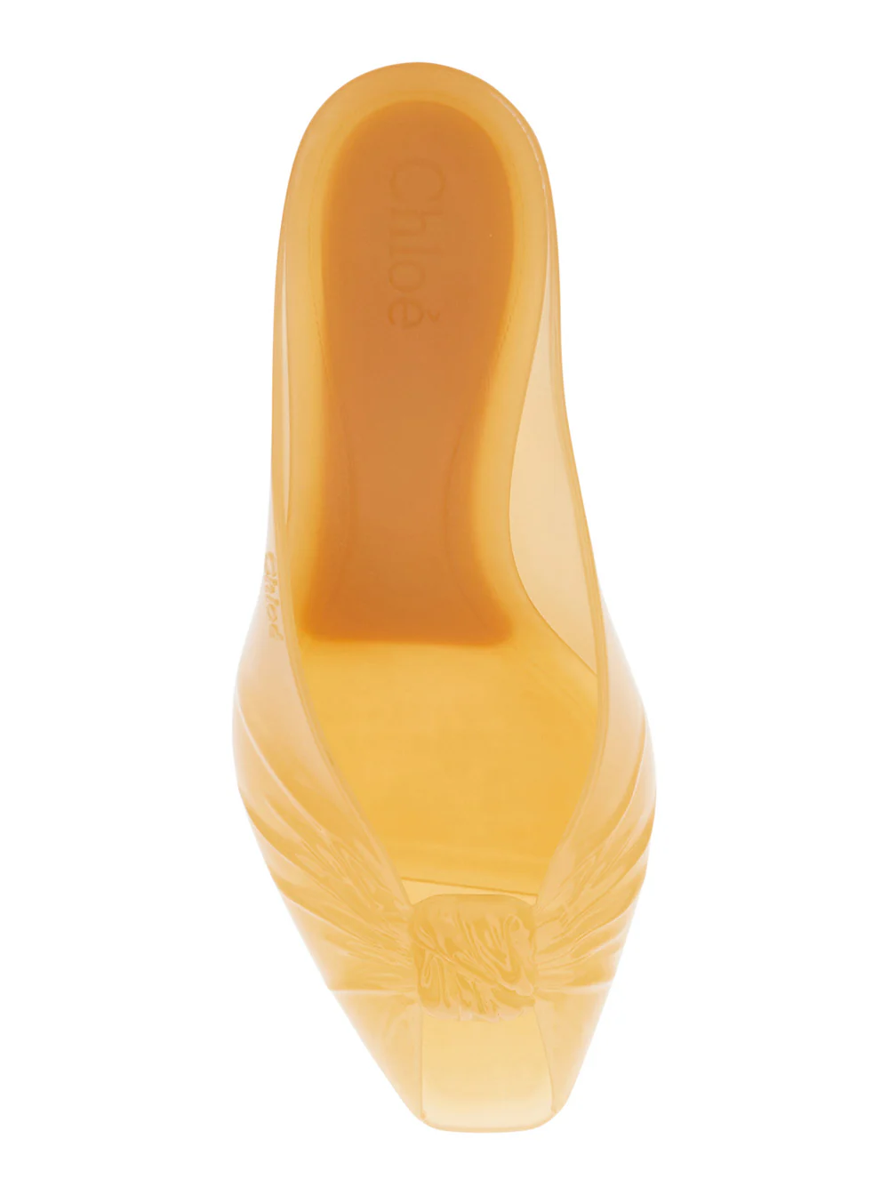 Chloé Azia Sandals With Shaped Straps In Champagne Glitter Leather For Women Orange Heels