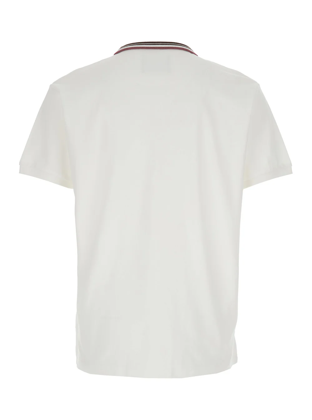 Vivienne Westwood White Classic Collar Polo with Striped Detail and Orb Embroidery on the Front for Men Cotton Tshirts Shirts