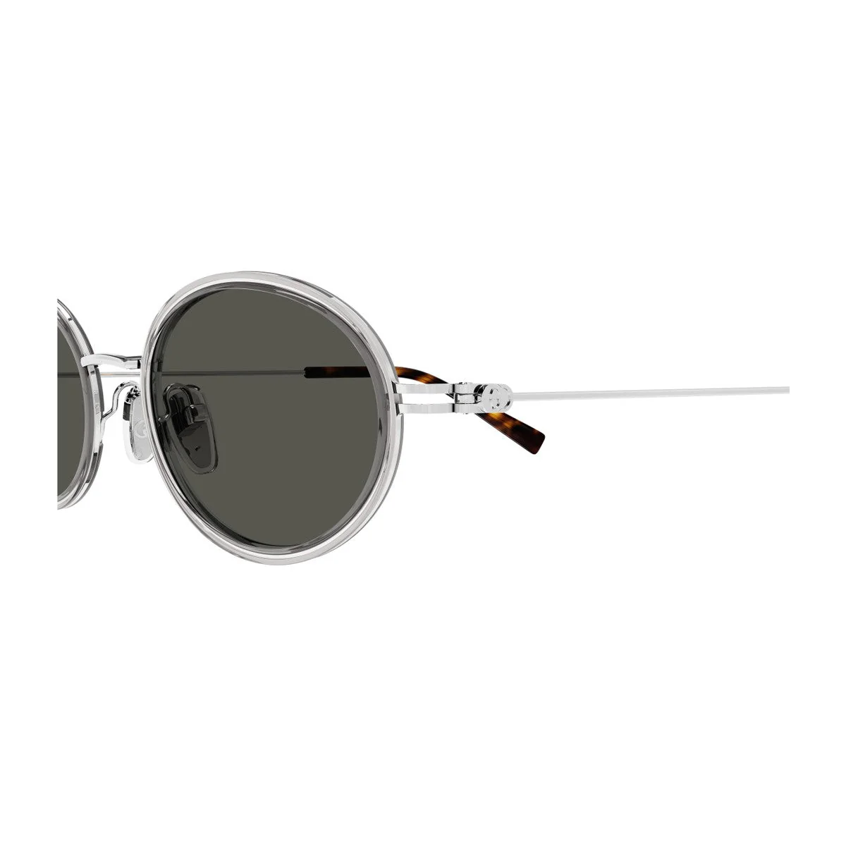Gucci Gg1980s Linea Emblem Grey / Silver Iniettato/metallo Sunglasses