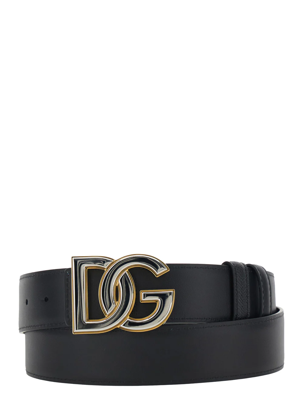 Dolce & Gabbana Black Belt with Logo Buckle in Leather for Men Calf