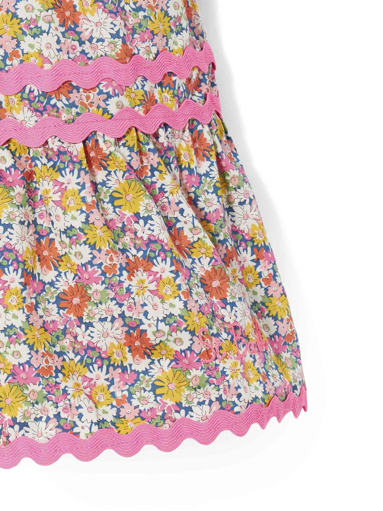 Mc2 Saint Barth Girl Dress With Liberty Flower Print | Made Fabric Blue