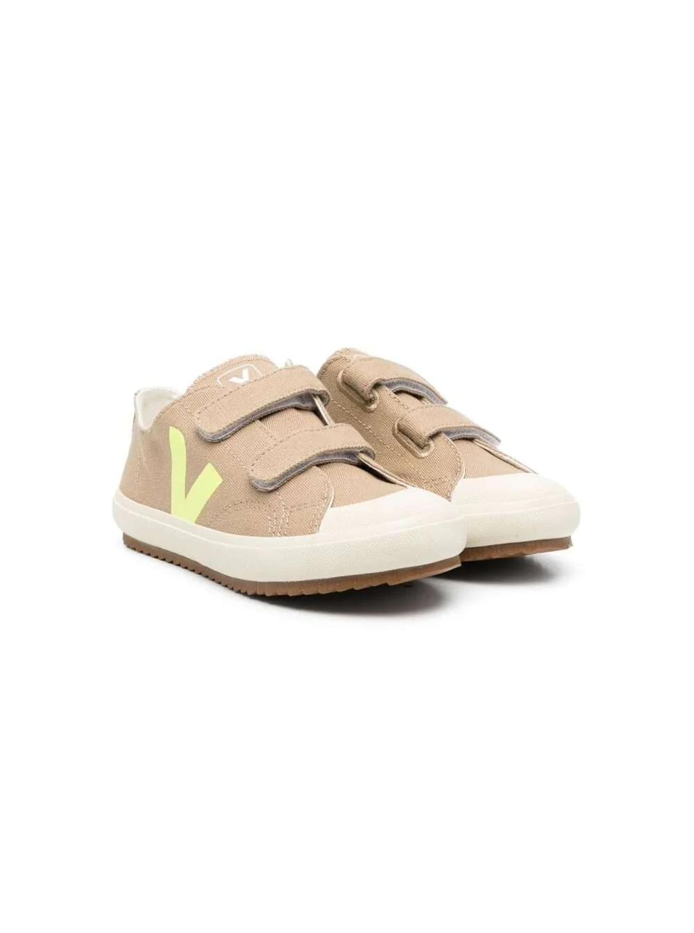 Veja Kids Brown Sneakers With Touch Strap White Leather Kids Canvas