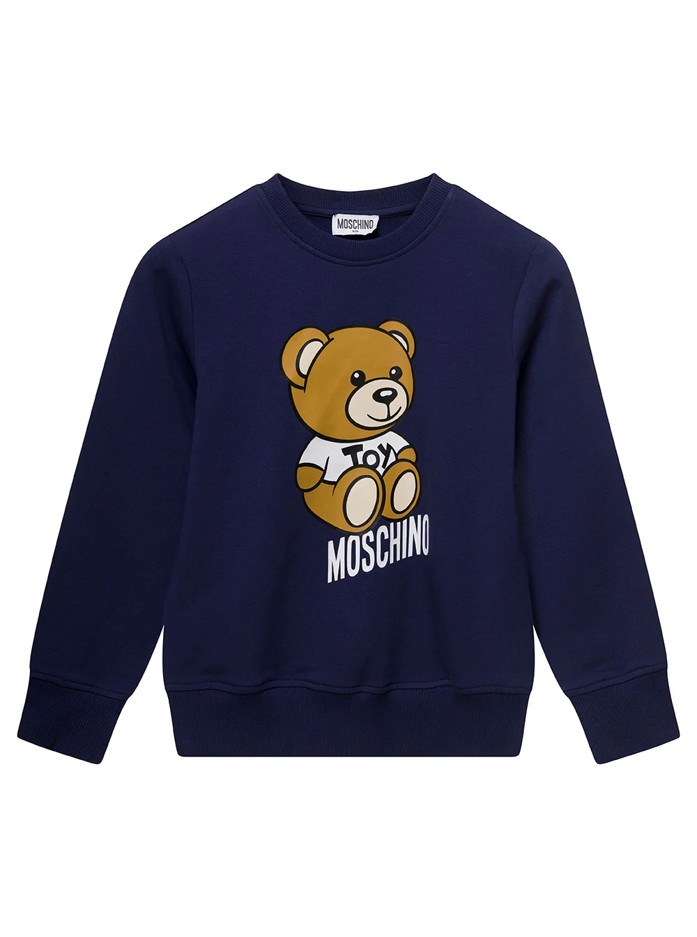 Moschino Kids Blue Crewneck Sweatshirt With Teddy Bear Print Cotton Boy Blu Elastane Sweatshirts