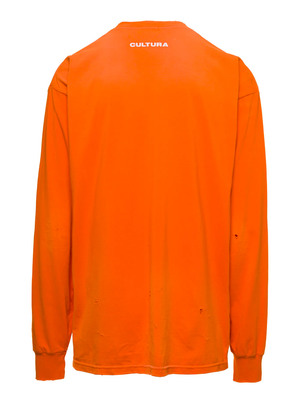 Cultura Orange Crewneck Sweatshirt with Contrasting CLTR Print in Jersey Man Sweatshirts