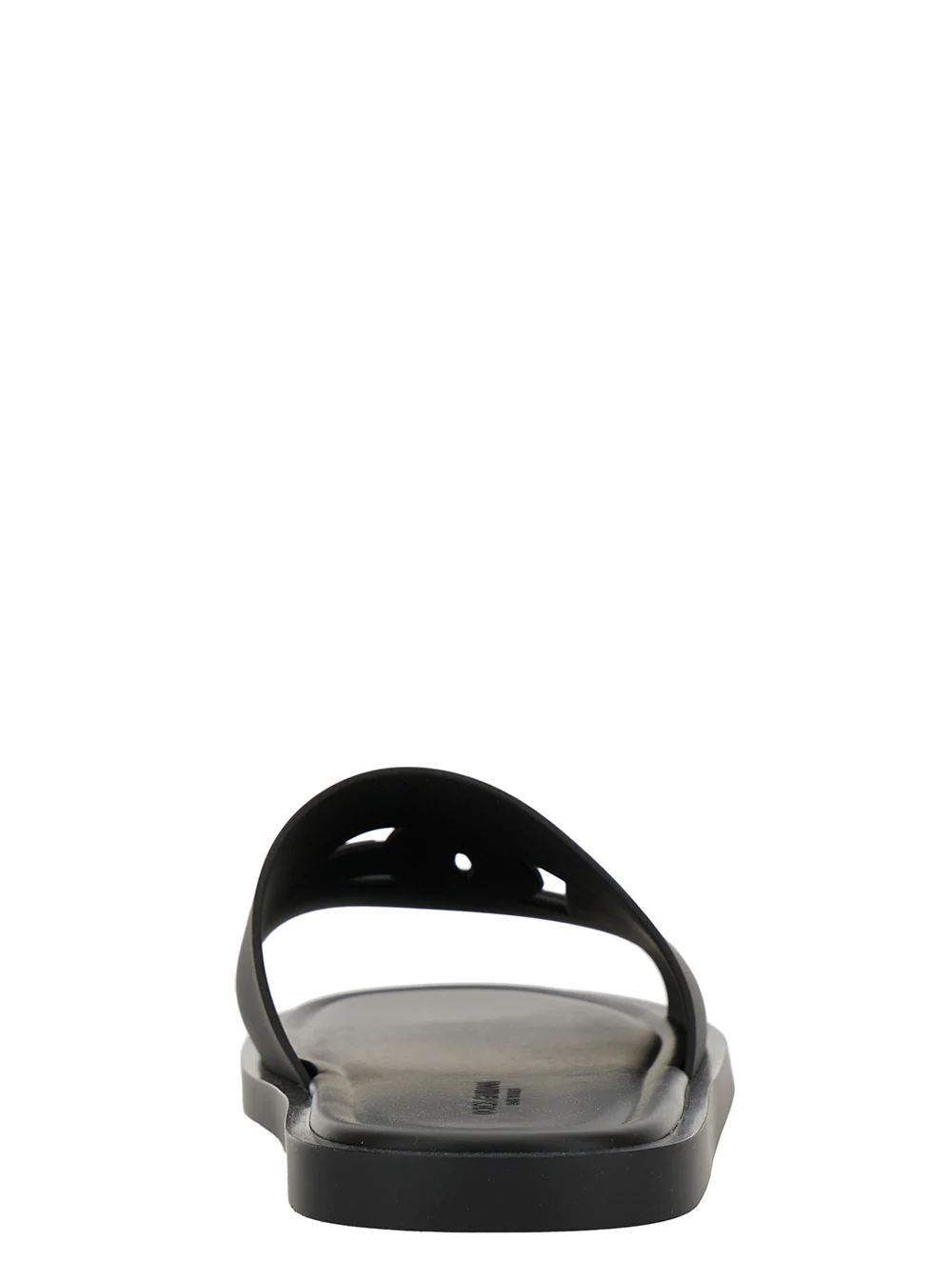 Dolce & Gabbana Black Rubber Logo Detail Slip-On Sandals For Men Thermoplastic Polyurethane Flat Shoes