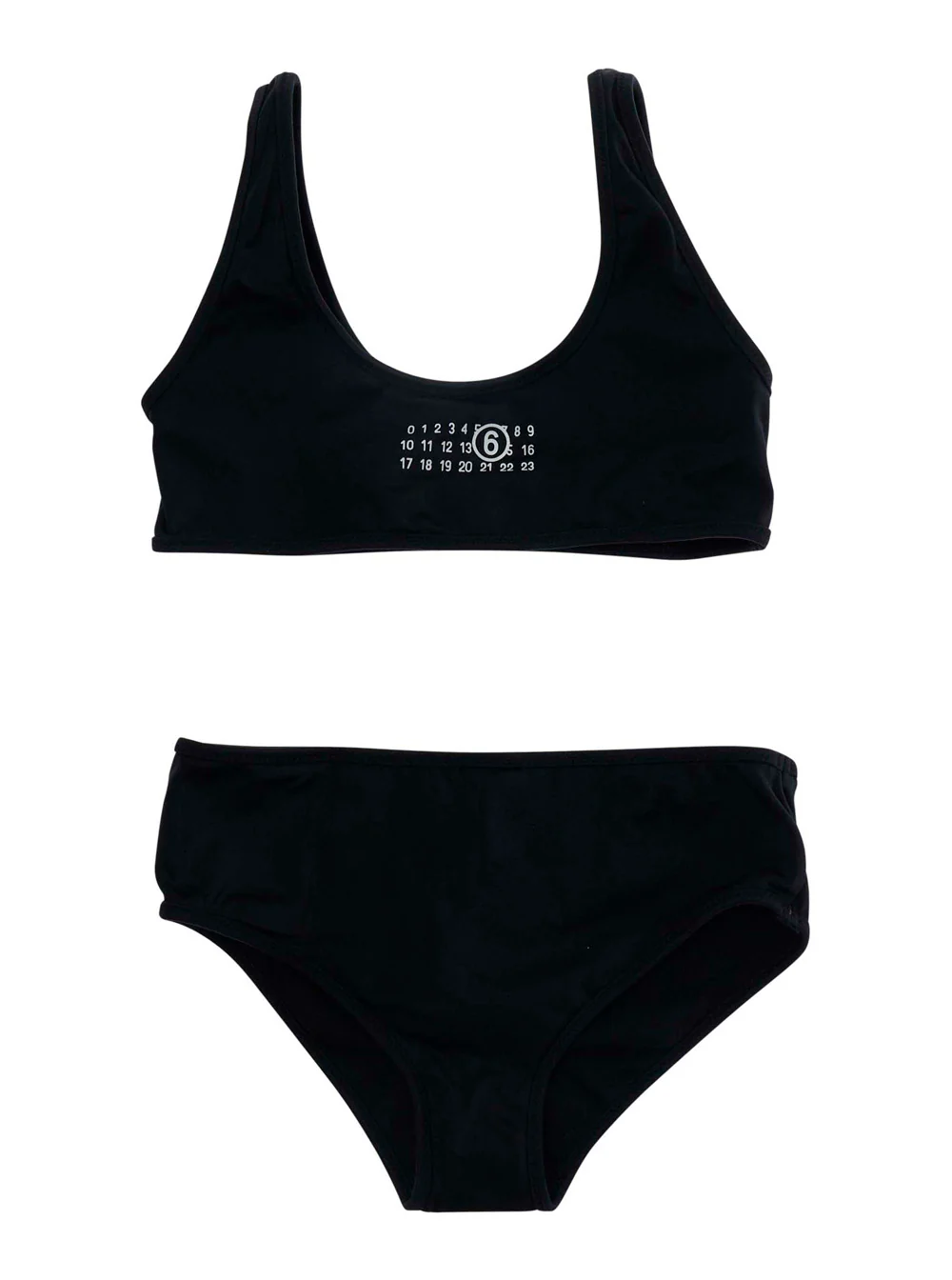 Mm6 Maison Margiela Kids Bikini M60811MM00PMM6M13UM6900 with Pull-On Design and Numeric Logo in Black Tech Fabric for Girls Nylon Elastane Beachwear