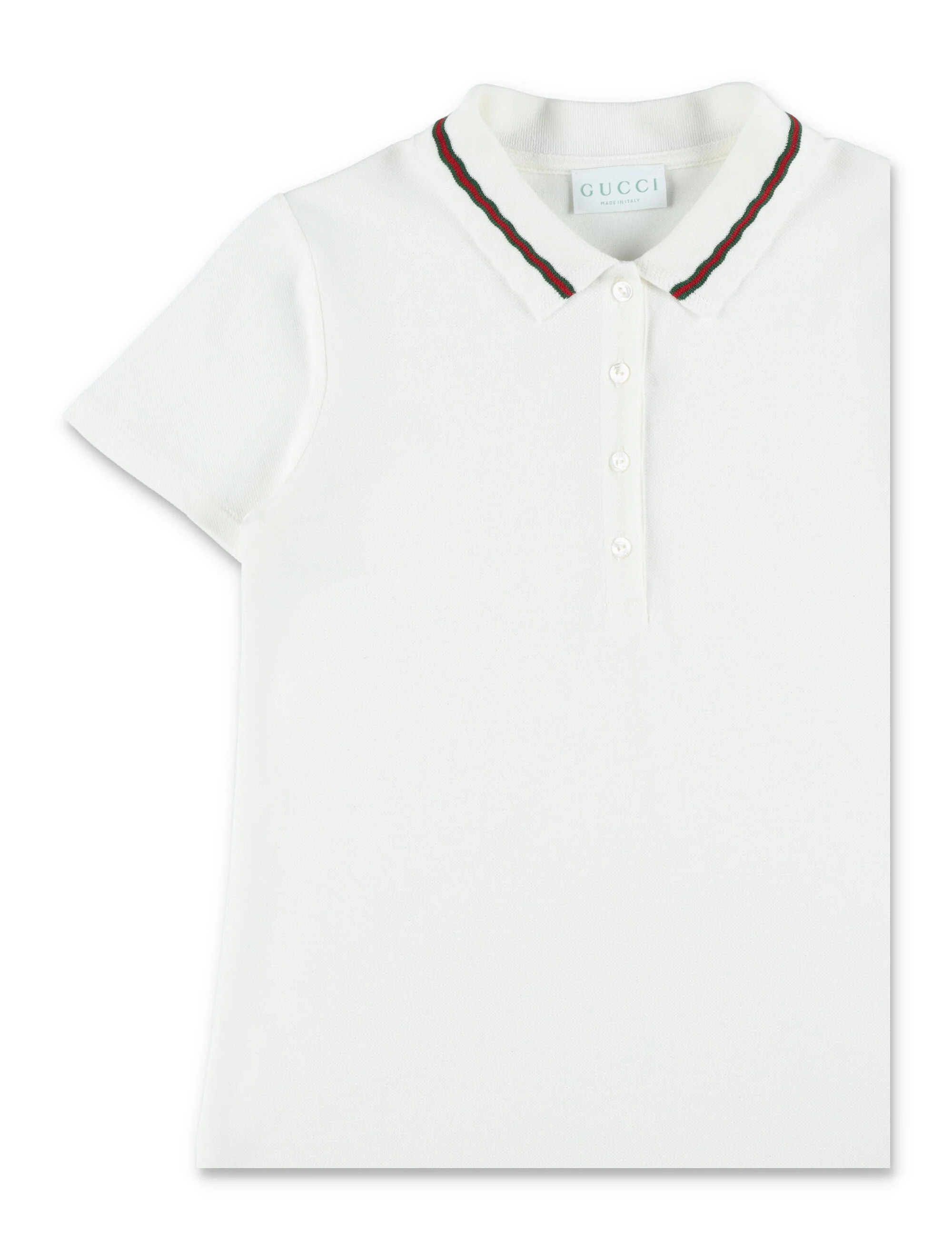 Gucci Girls Cotton Piqué Polo Dress With Web Details New White