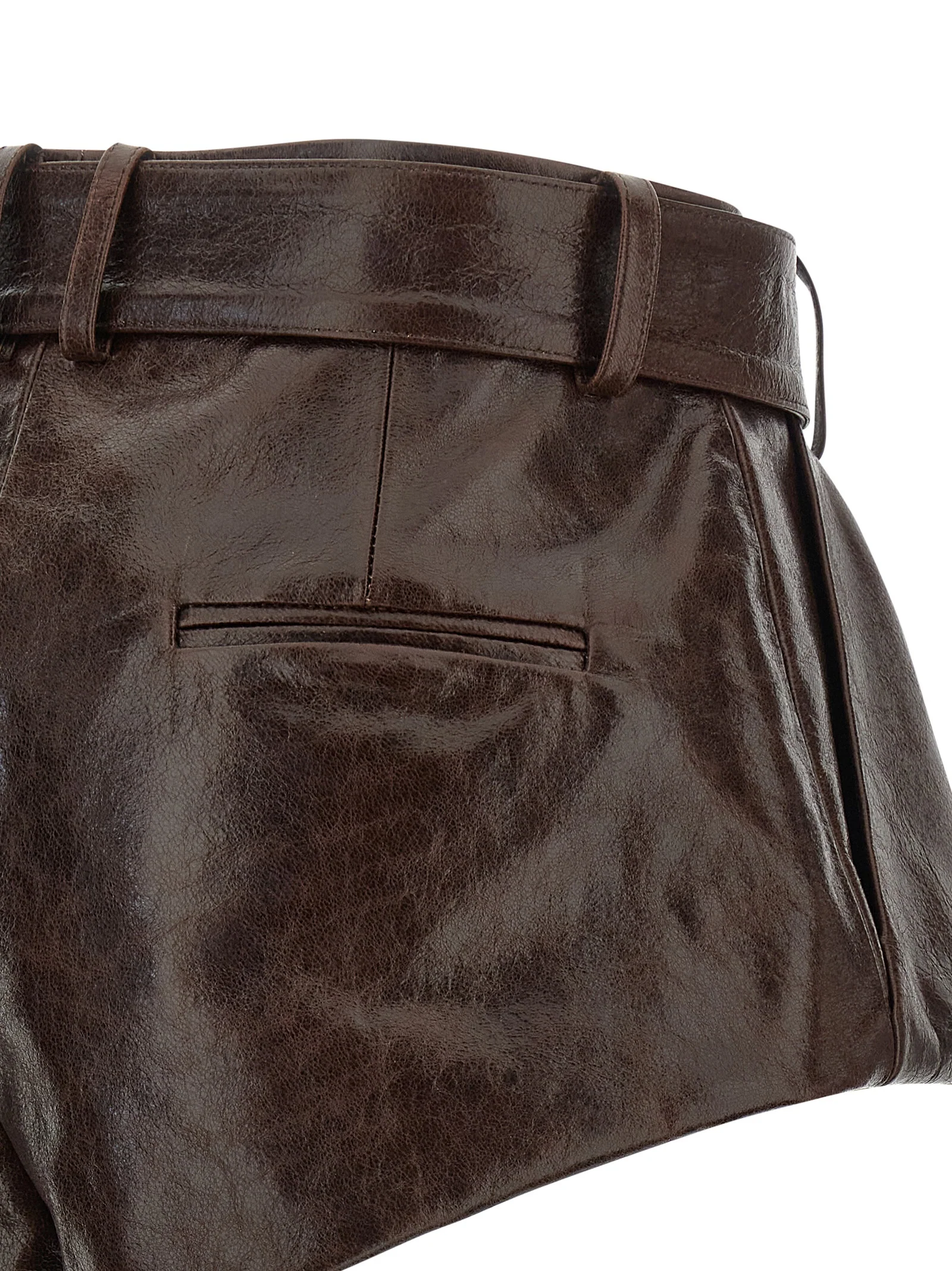 Magda Butrym 22 shorts Brown Sheepskin Bermuda