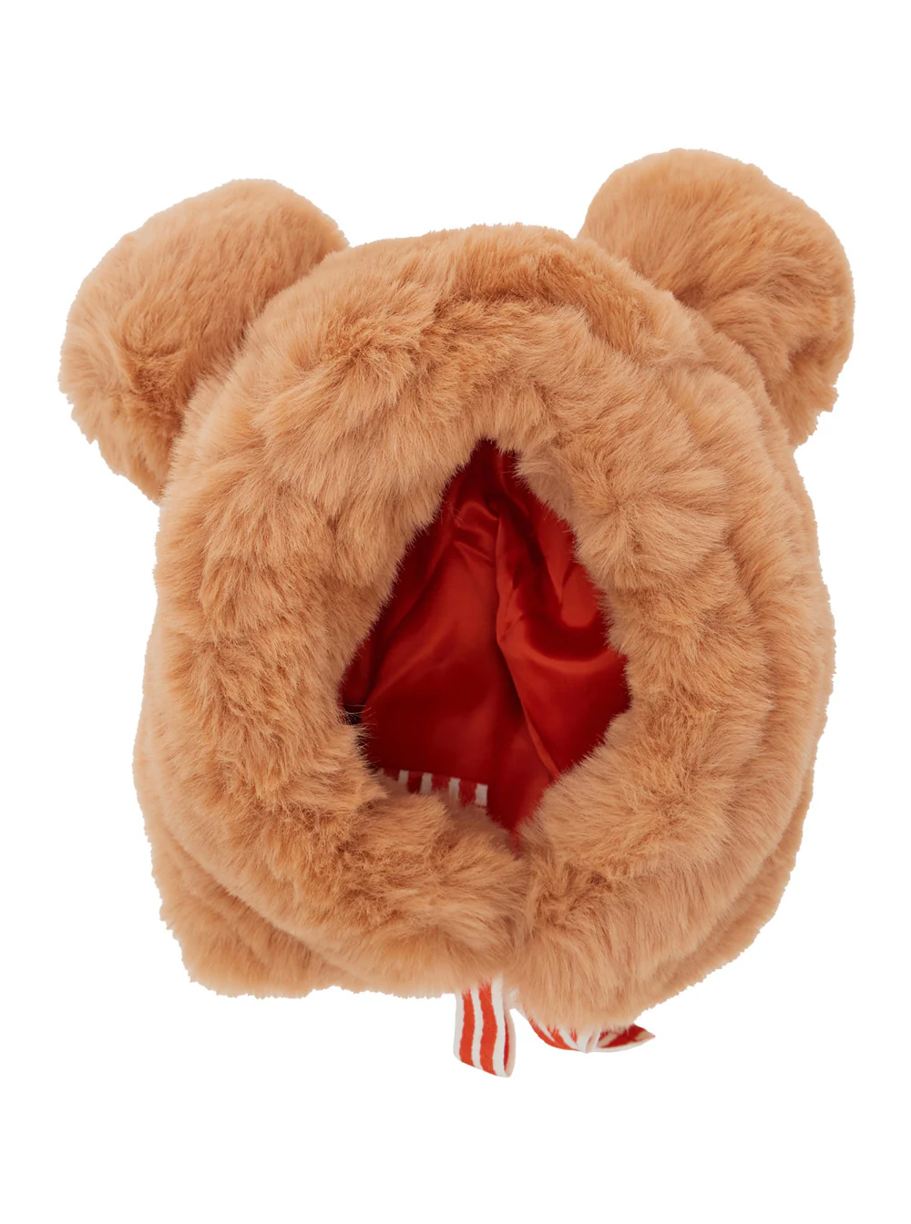 Mini Rodini Kids Pink Hat with Ear Detail and Striped Bow in Ecofur Girl Polyester Gloves