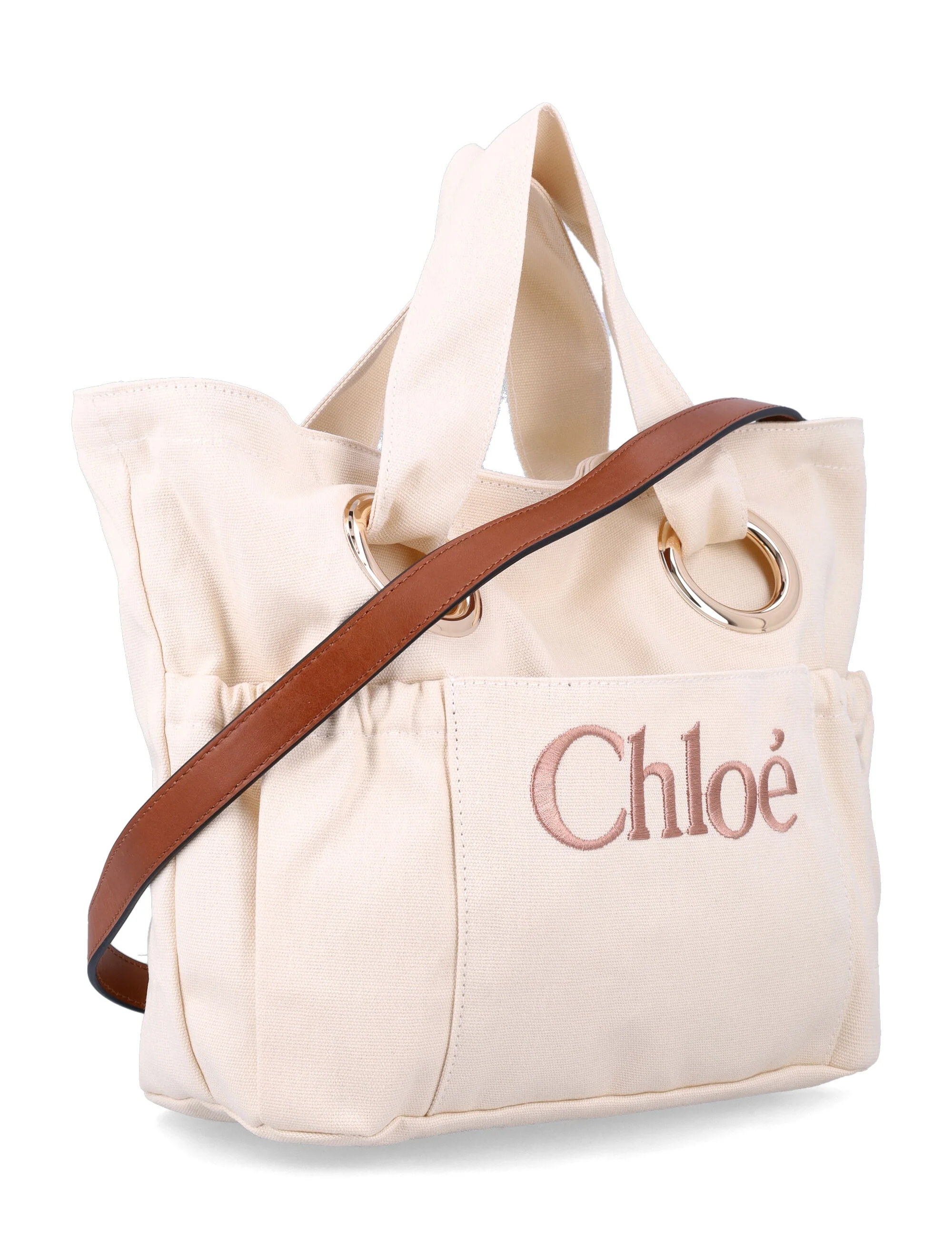 Chloé kids organic cotton tote bag Ivory Trim