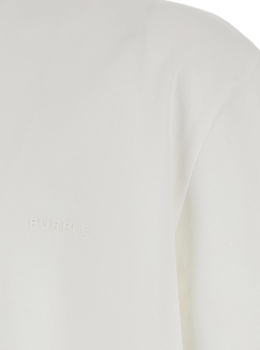 Purple Brand White Crewneck T-Shirt with Dropped Shoulders in Cotton Man Tshirts And Polo Shirts
