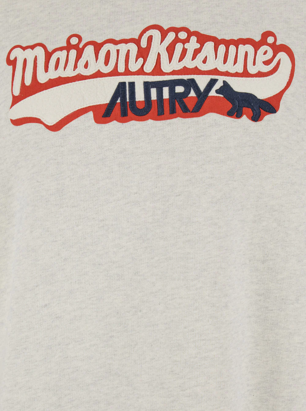 Autry Grey Crewneck Sweatshirt with Print on the Front and Ribbed Trims in Cotton Man Sweatshirts