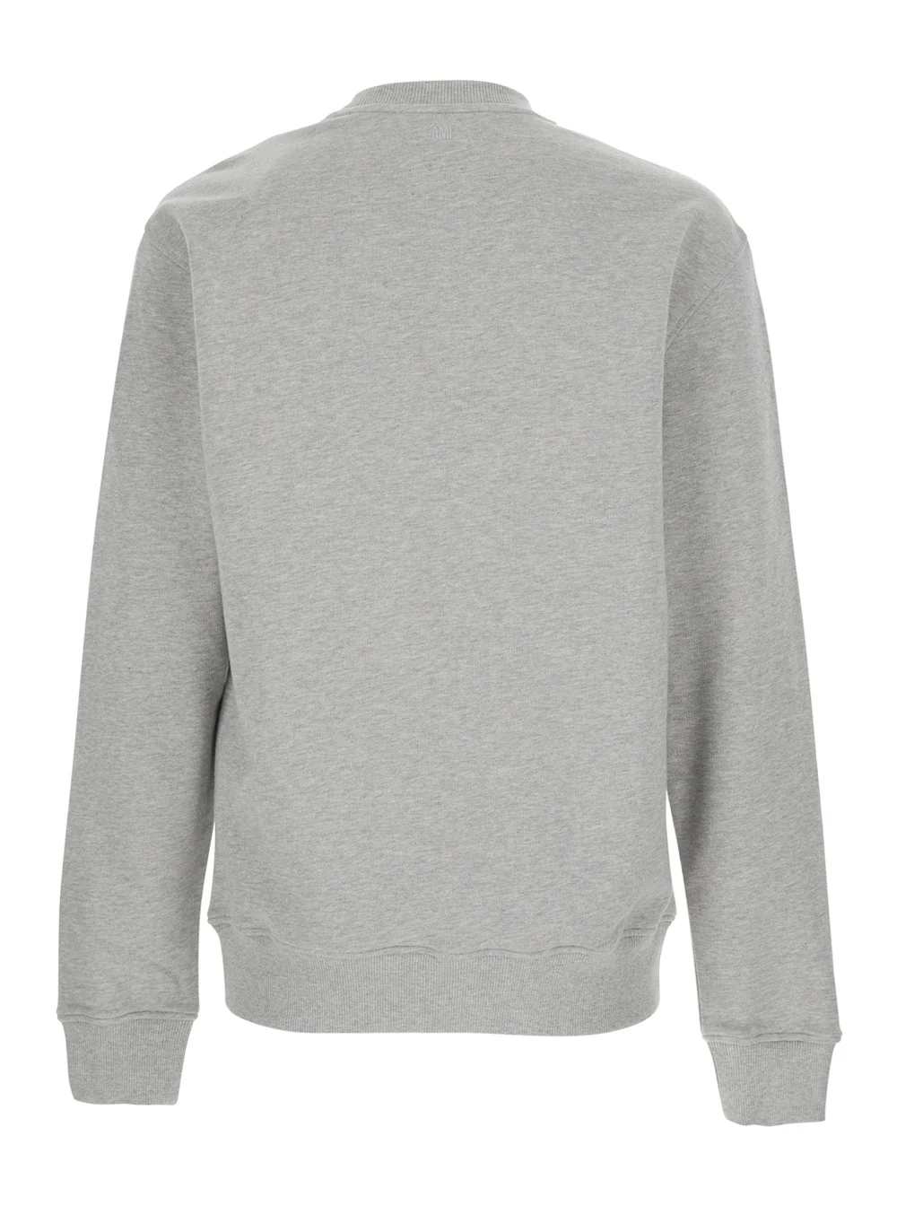 AMI Paris Grey Sweater with AMI de Coeur Patch on the Front in Cotton Man Jersey