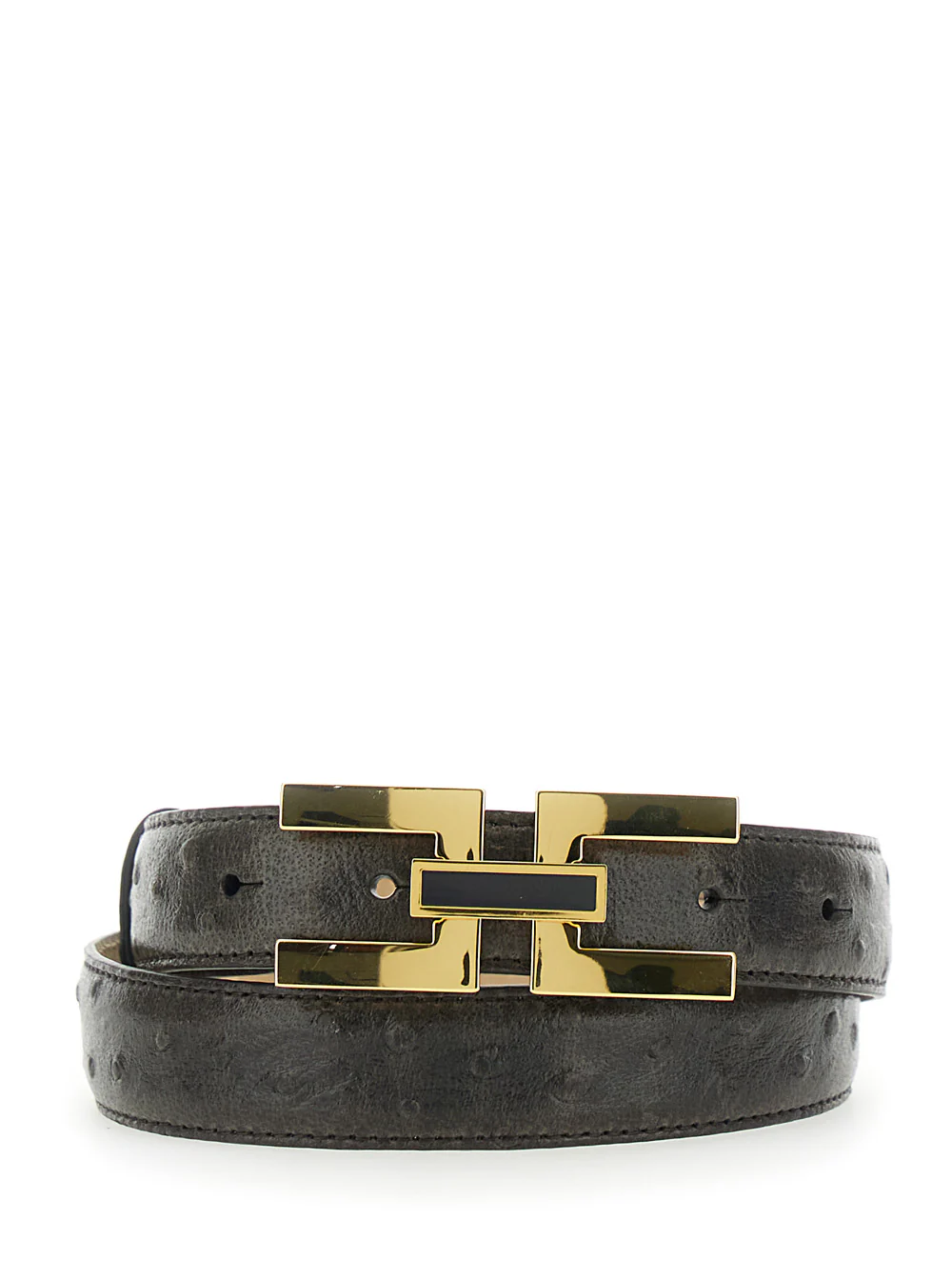 Elisabetta Franchi Brown Belt With Logo Plate Buckle Closure On The Front Leather For Women
