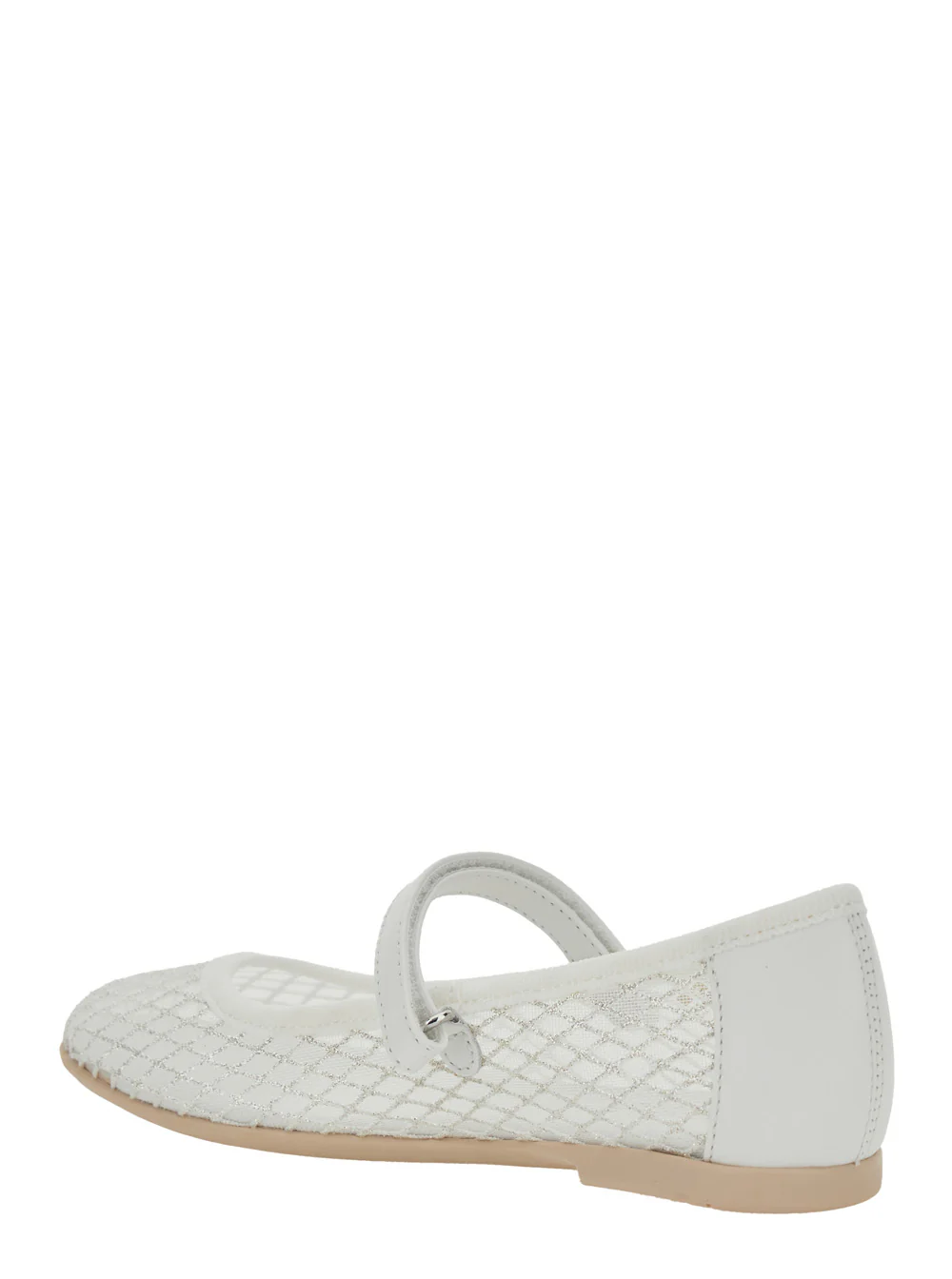 Monnalisa Kids Ballet shoes Net Design with All-Over Glitter Decoration in Ecoleather for Girls White Ballerinas