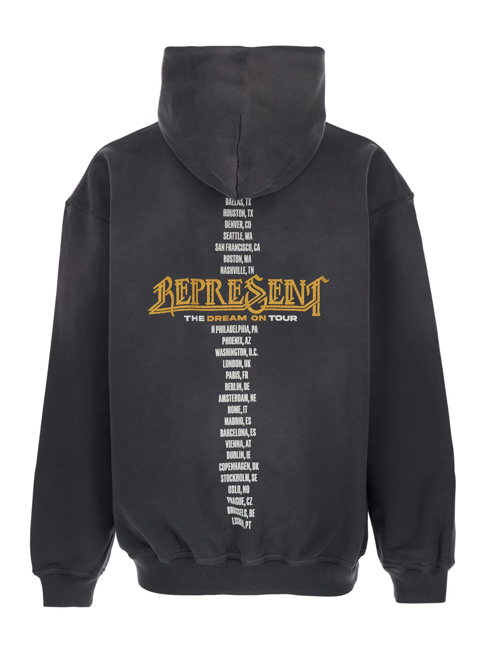 Sweatshirt REPRESENT with Graphic Print on Front and Back Faded Effect in Grey Cotton for Men Sweatshirts
