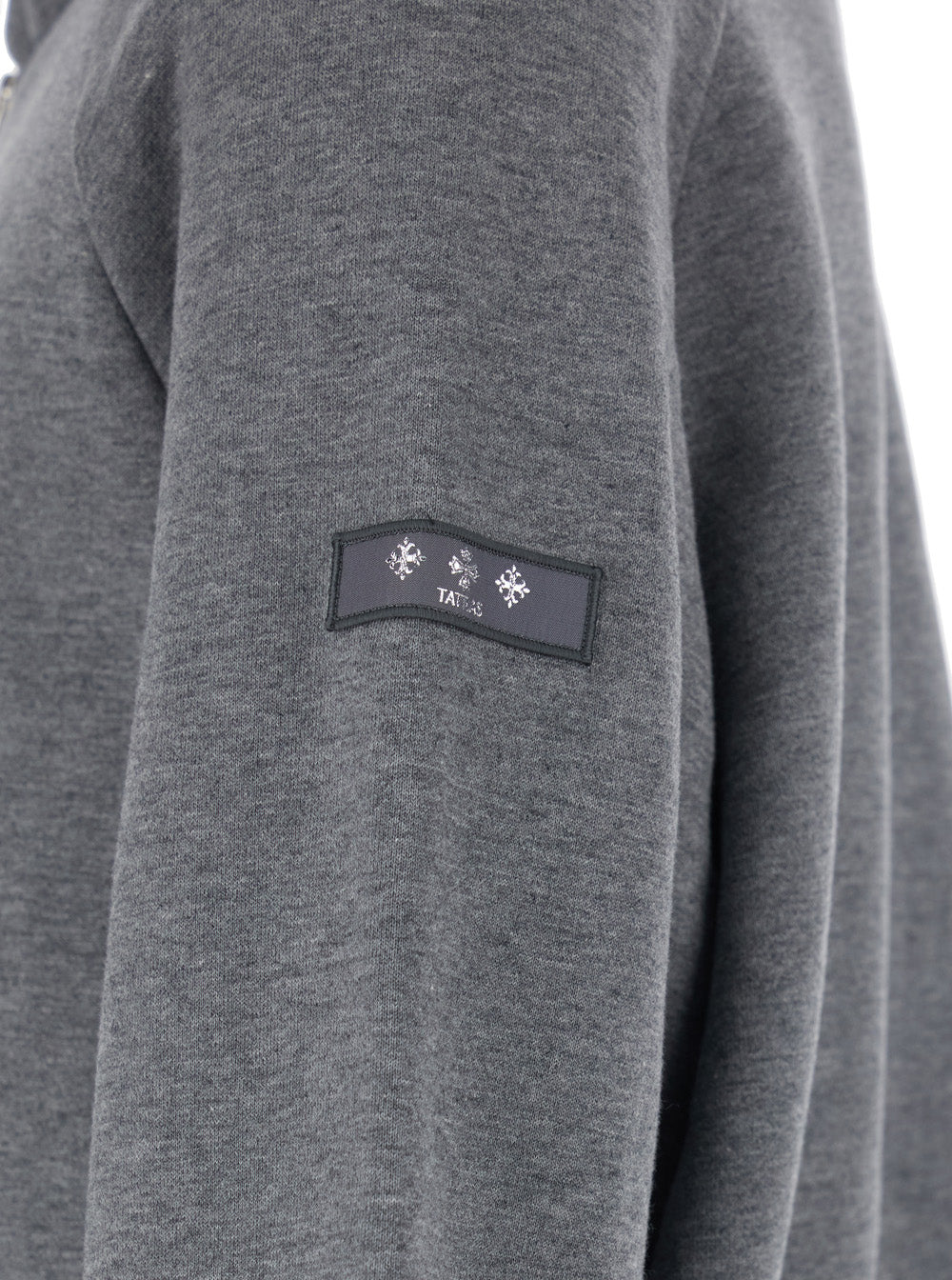 Tatras Baccaro Grey Sweatshirt with Hood and Logo Patch on the Sleeve in Cotton Man Sweatshirts