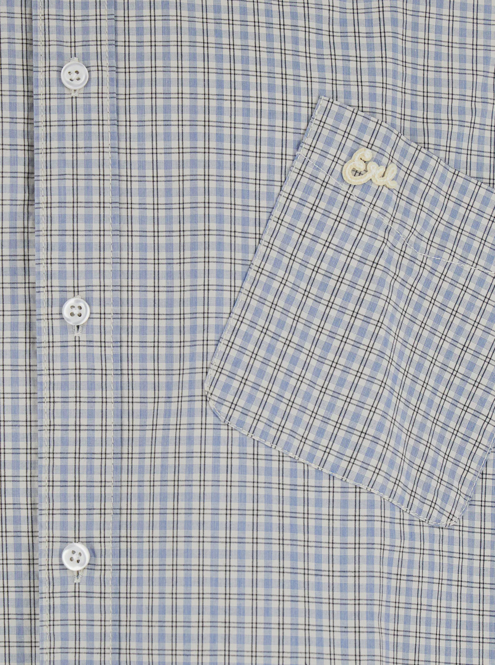 Erl Beige Shirt with Logo Embroidery on the Front and All-Over Check Motif in Cotton Man Light Blue Blouses Erl Beige Shirt with Logo Embroidery on the Front and All-Over Check Motif in Cotton Man Light Blue Blouses