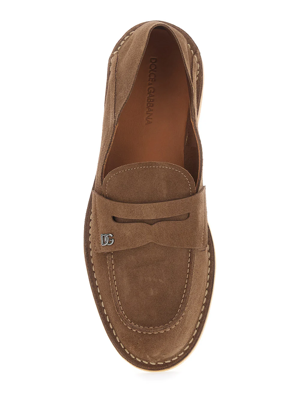 Dolce & Gabbana Brown Loafers Florio with DG Logo Detail on the Side in Suede for Men Calf