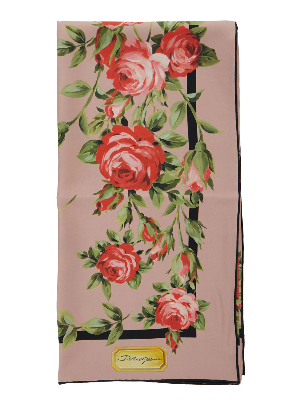Dolce & Gabbana Multicolor Square Silk Scarf with Logo on the Front and Floral All-Over Motif for Women Scarfs Foulards