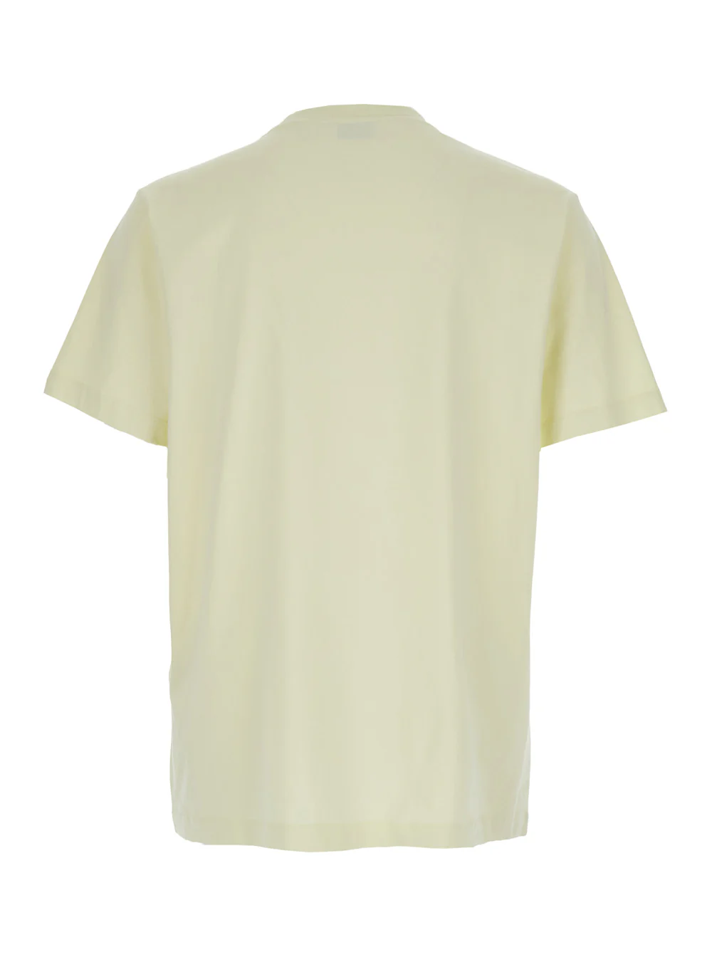 Crew Neck T-shirt Off-White with Front Logo in Light Yellow for Men Cotton Tshirts And Polo Shirts