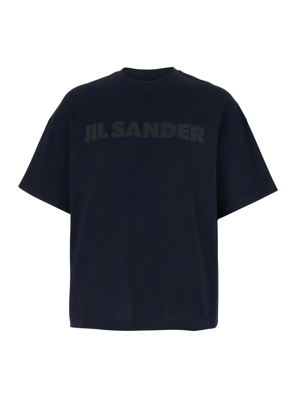 Jil Sander Crew Neck T-Shirt with Logo Lettering on the Front in Blue Cotton for Men Blu Tshirts And Polo Shirts