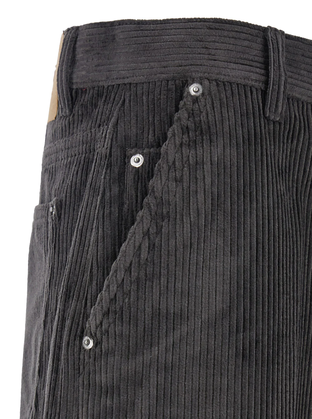 AMI Paris Brown Trousers with Back Logo Patch in Velvet Man Grey Cotton