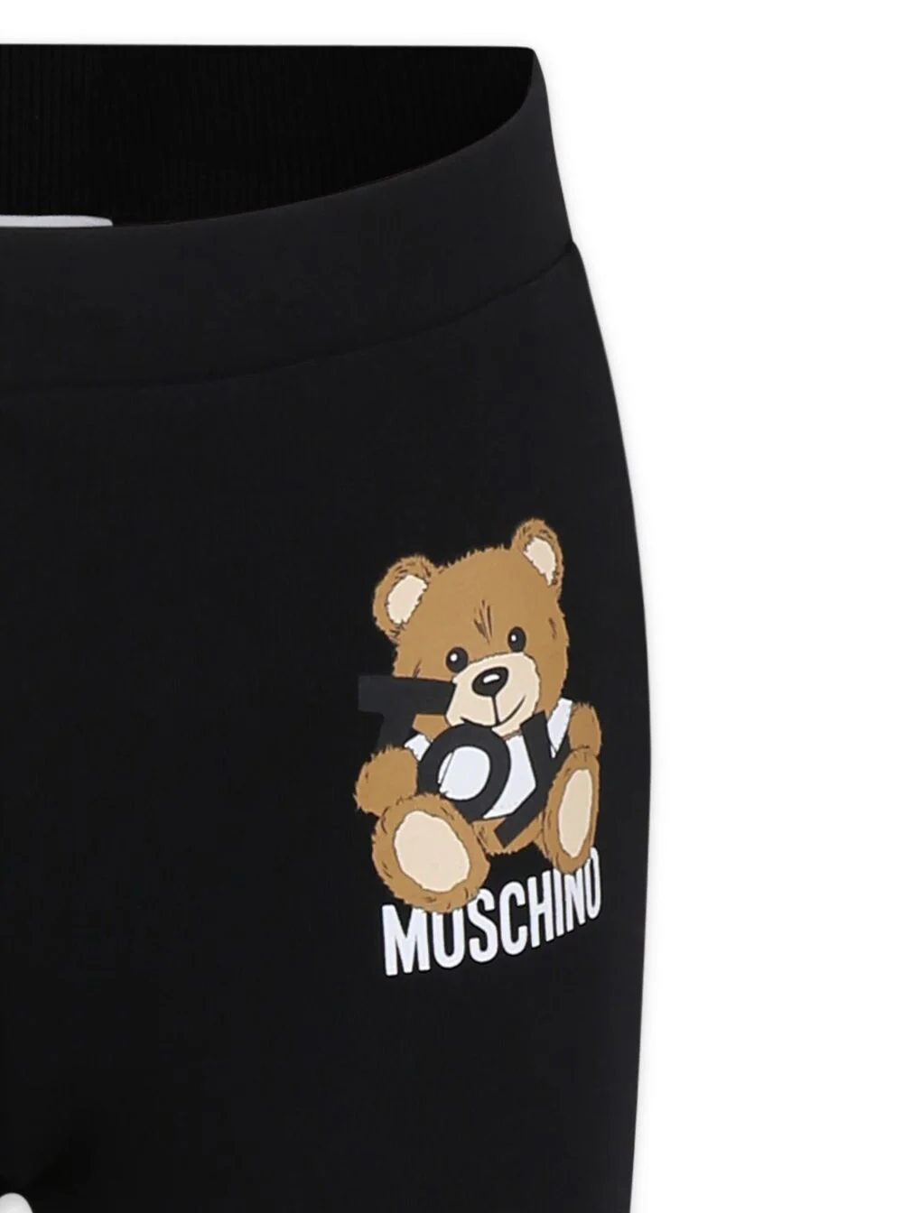 Moschino Kids Black Pants With Flared Leg And Logo Detail On The Front Cotton Stretch Girl Elastan Trousers