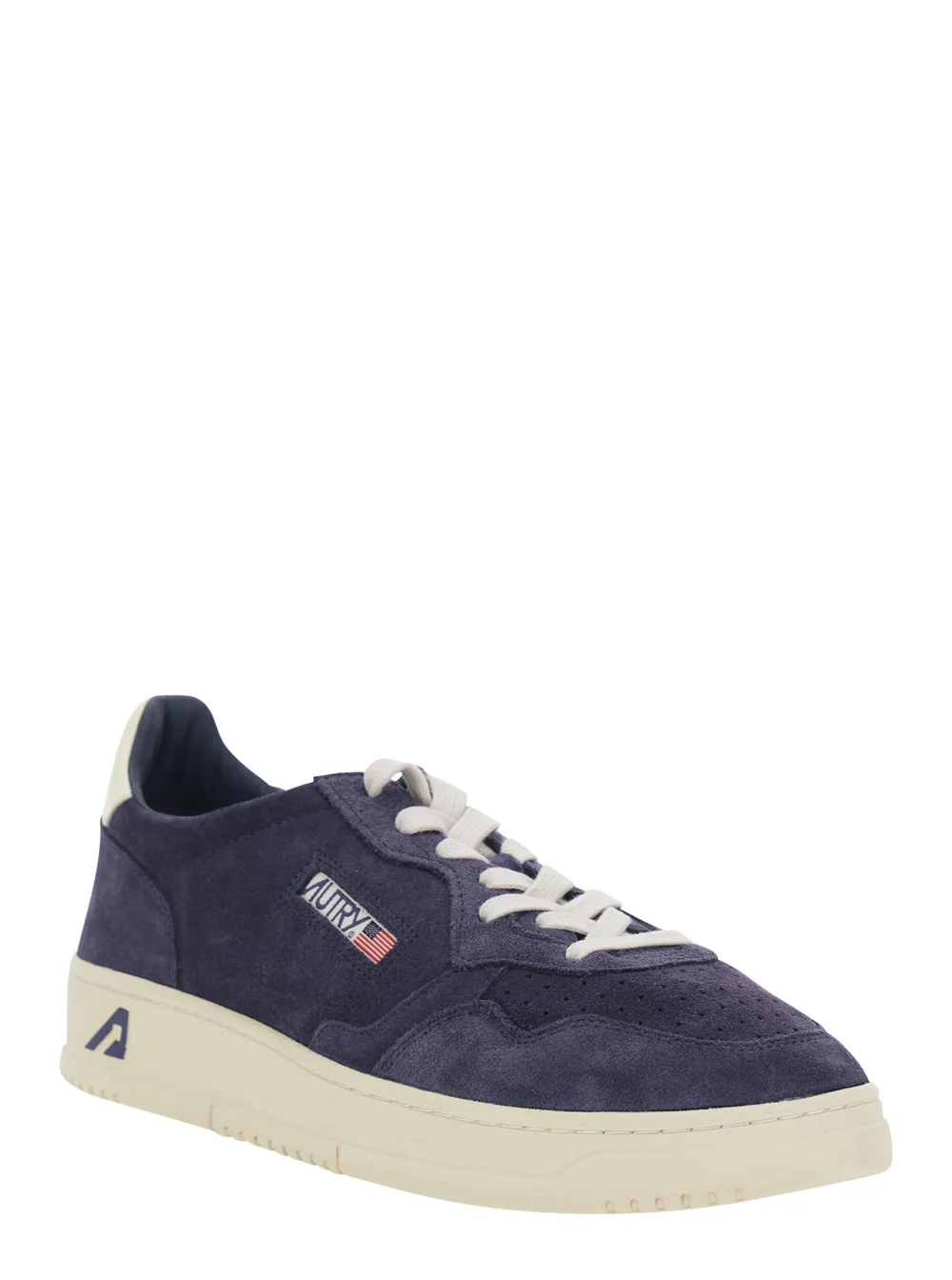 Autry Medalist Blue Sneaker Low Top with Logo Patch on the Tongue and Suede Details Men Blu Cow