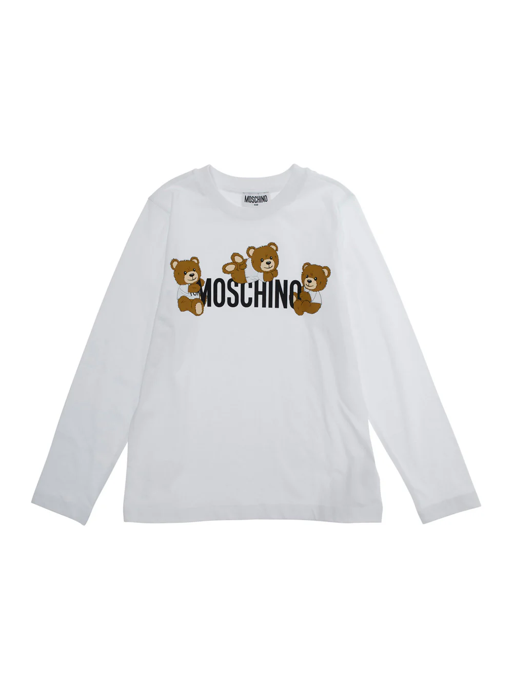 Moschino Kids White T-Shirt With Maxi Print Logo Lettering On The Front Cotton Boy Jersey