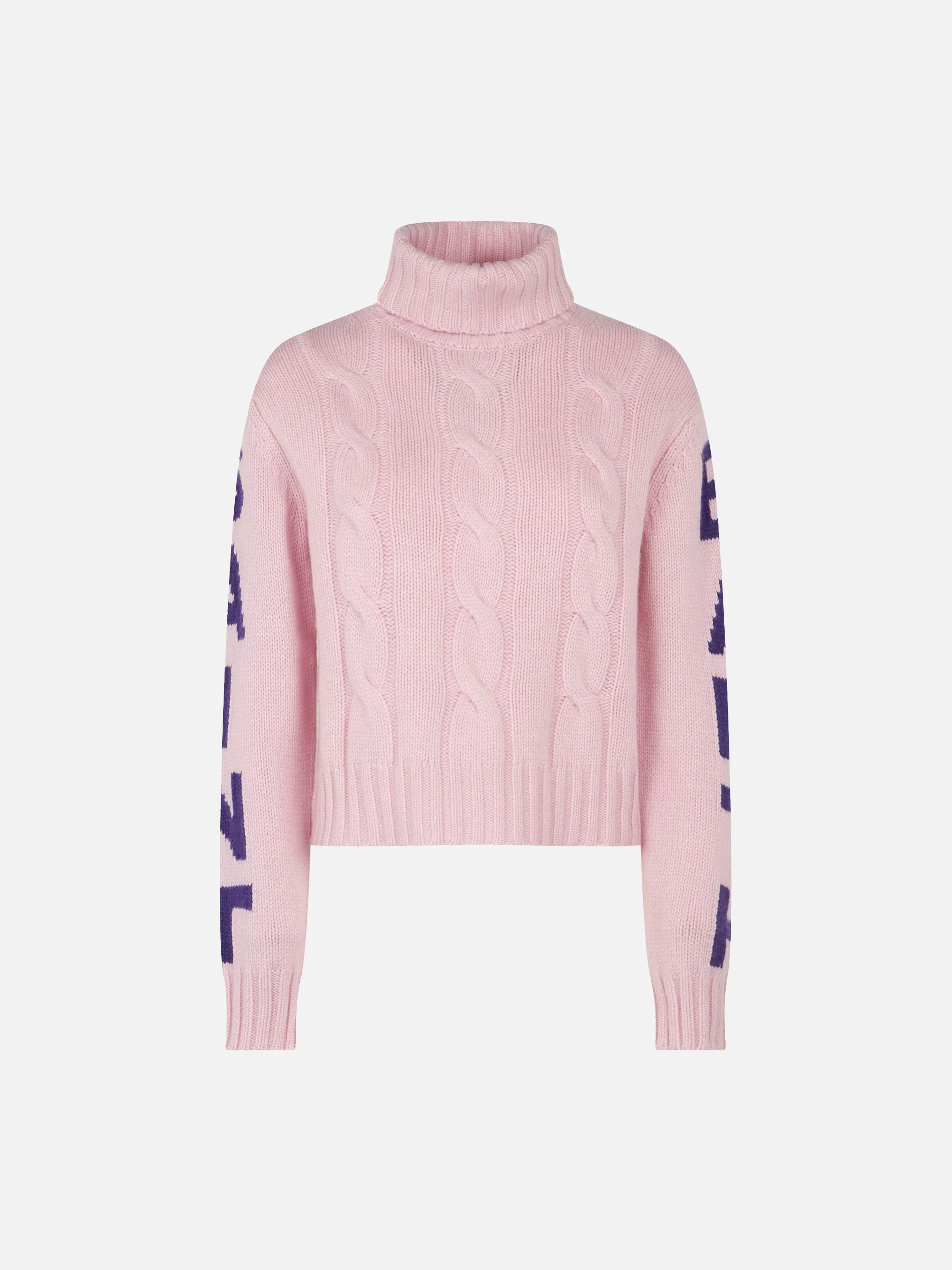 Mc2 Saint Barth Adler Jr Turtleneck Cable-Knit With Saint Barth Jacquard Pink
