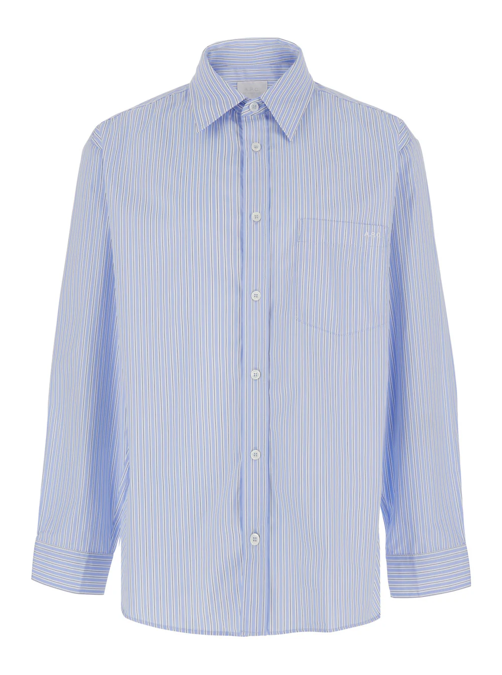 A.P.C. Light Blue Long-Sleeved Shirt With Classic Collar And Striped Motif In Cotton For Men Blouses