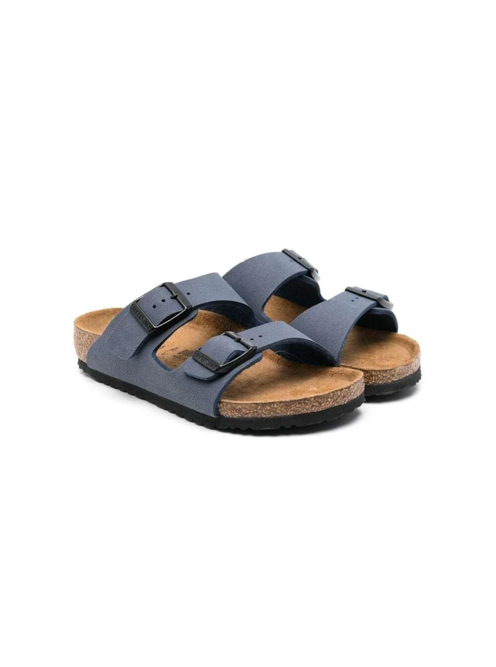 Birkenstock Kids Arizona Sandals with Engraved Logo in Ecoleather Navy Blue for Kids Blu Birkoflor Flat Shoes