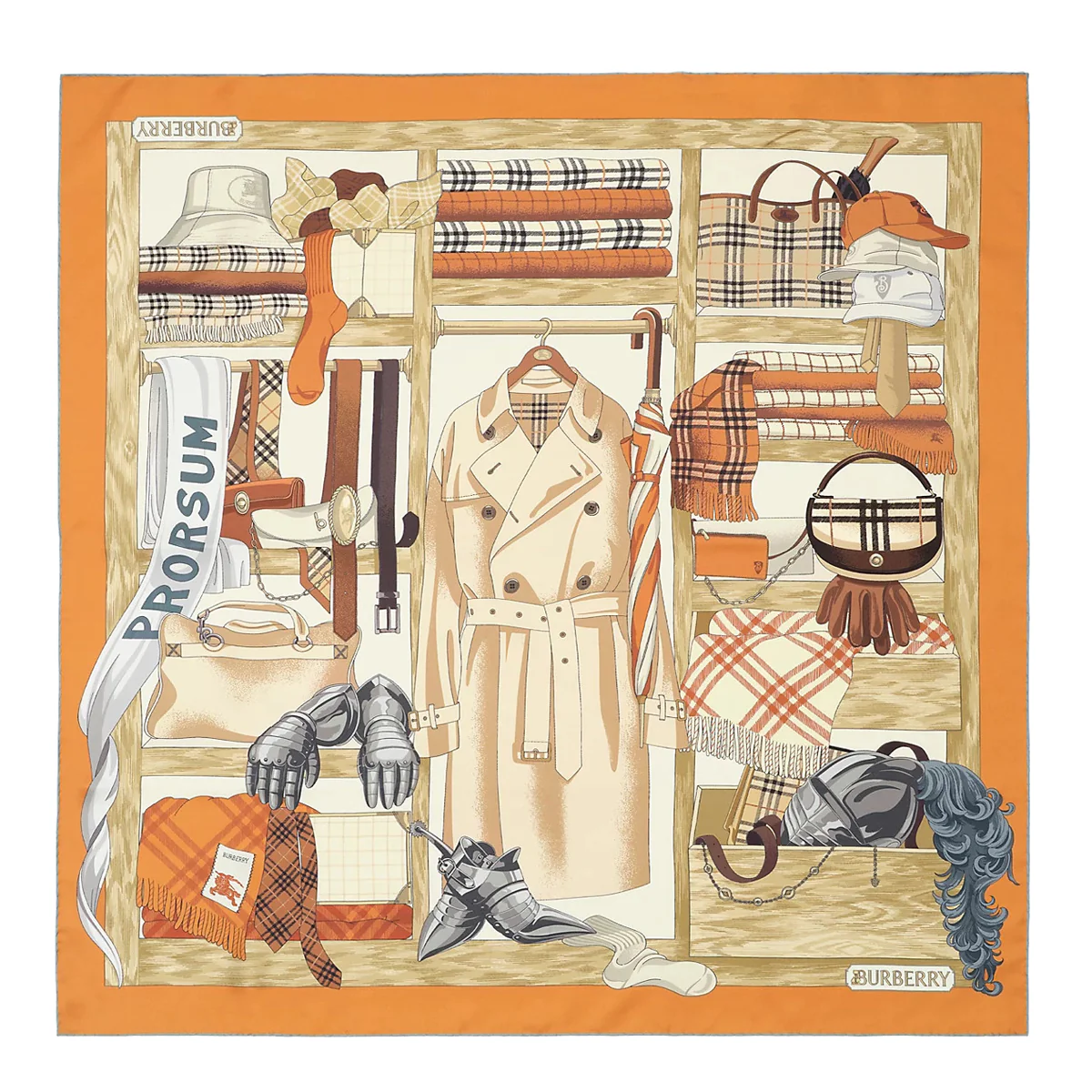 Burberry Scarfs Orange Silk