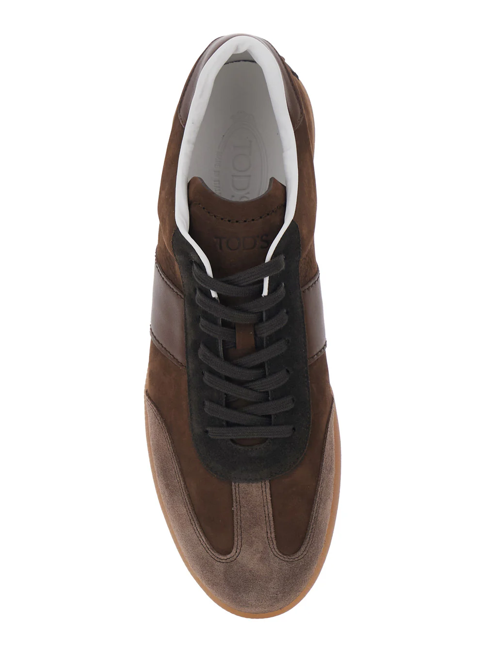 Tod's Low Top Sneakers with Logo on the Tongue and Brown Suede Inserts for Men Calf