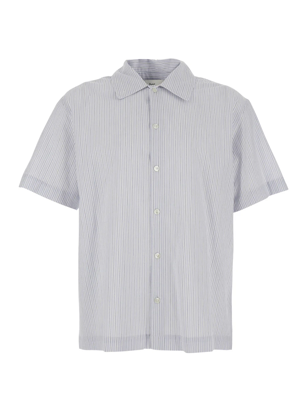 Dunst Unisex Holiday Striped Shirt - Blue Cotton With Long Sleeves Light And Blouses