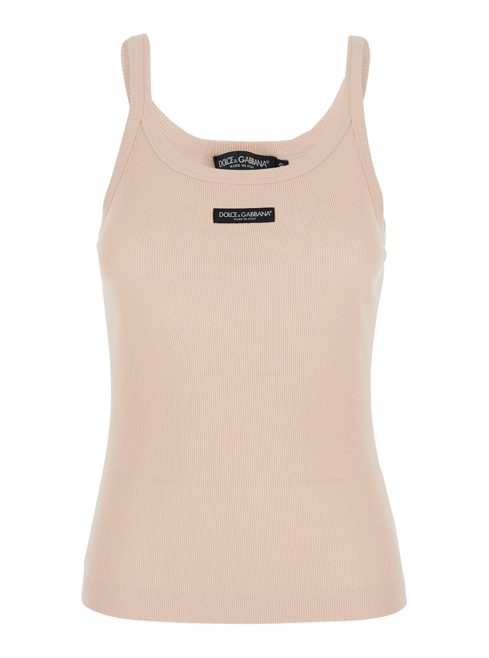 Dolce & Gabbana Pink Sleeveless Top with Round Neck and Logo Patch on the Front in Cotton for Women Tops Dolce & Gabbana Pink Sleeveless Top with Round Neck and Logo Patch on the Front in Cotton for Women Tops