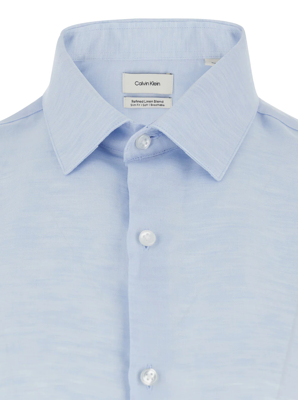 Calvin Klein Shirt SLIM REF LINEN BLD SLD Light Blue with Classic Collar and Long Sleeves in for Women Lyocell Blouses