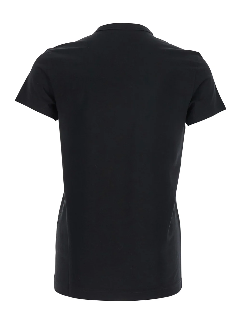 Dolce & Gabbana Black Crewneck T-Shirt with Tonal Logo Lettering Embroidery on the Front in Cotton Stretch Man Elastane Tshirts And Polo Shirts