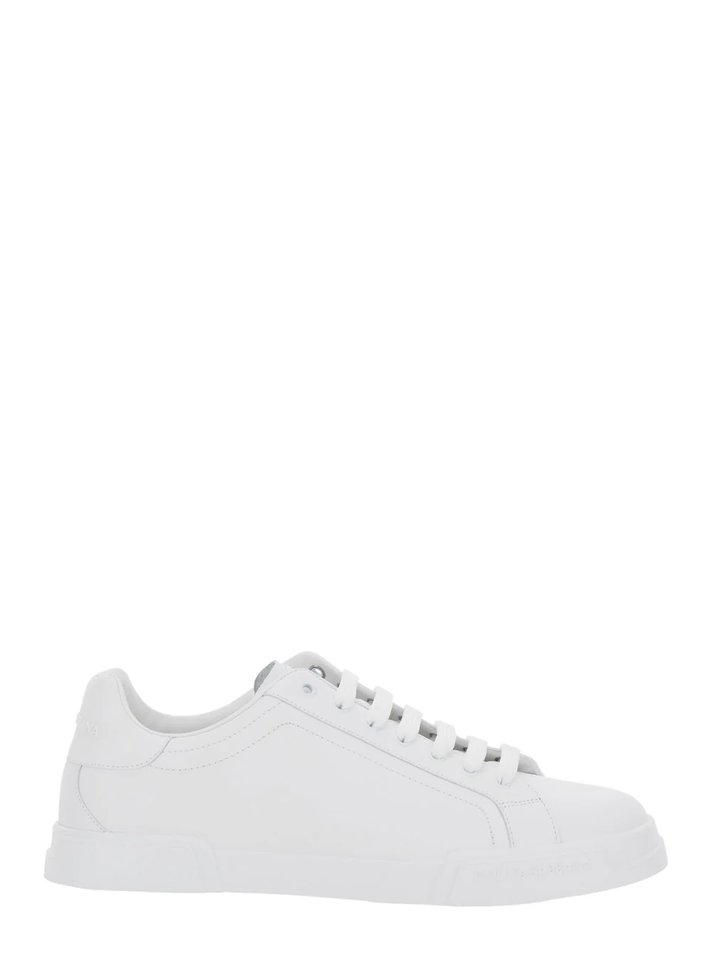Dolce & Gabbana Sneaker Portofino Light with Logo Patch on the Tongue and Tone-on-Tone Lettering Heel in White Leather for Men Cotton Lamb Sheep