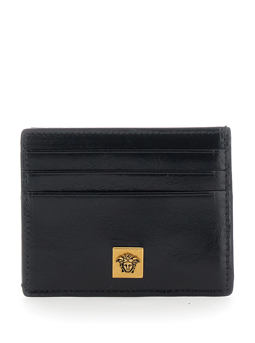 Versace Flat Card Case Calf Leather Black Lamb Products
